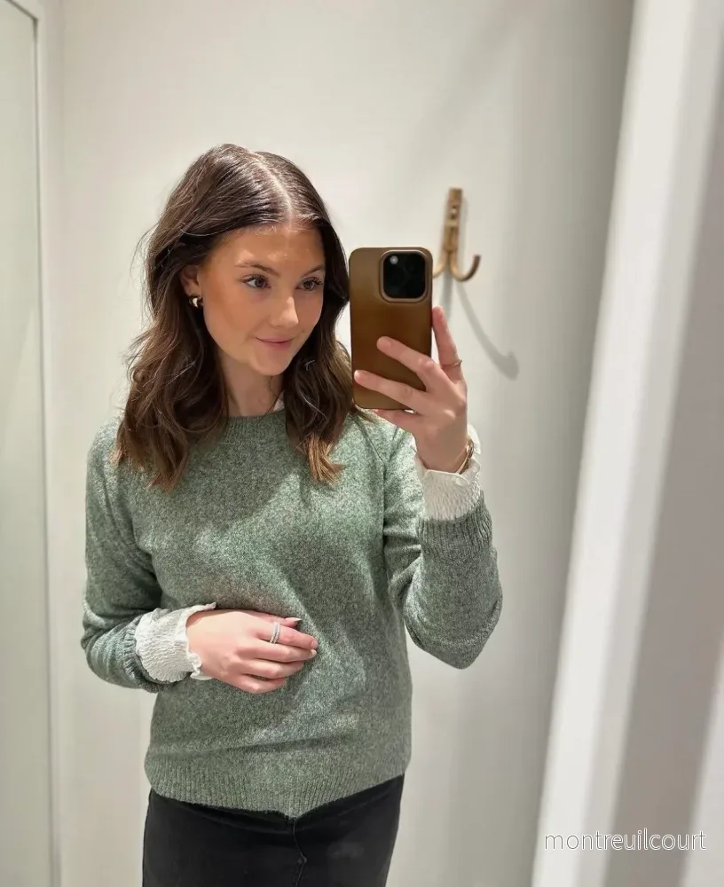 VERO MODA – DOFFY LS O-NECK BLOUSE – LAUREL WREATH/MELANGE