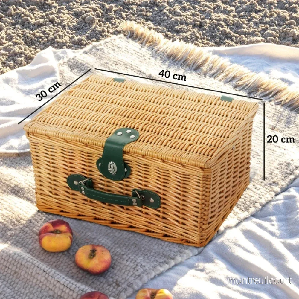 Vävd picknickkorg med tillbehör - Bild 3