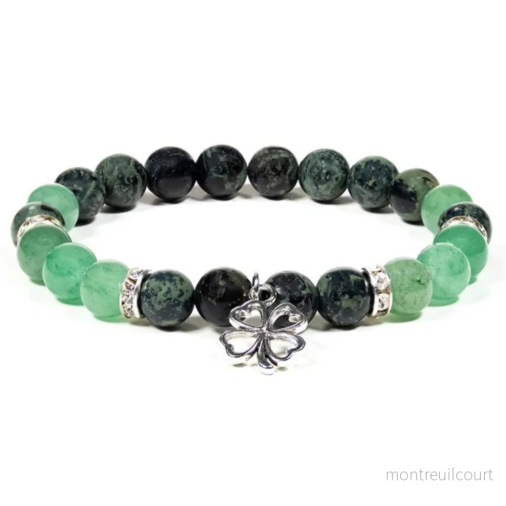 Armband fyrklöver grön aventurin/ kambaba jaspis Armband fyrklöver grön aventurin/ kambaba jaspis