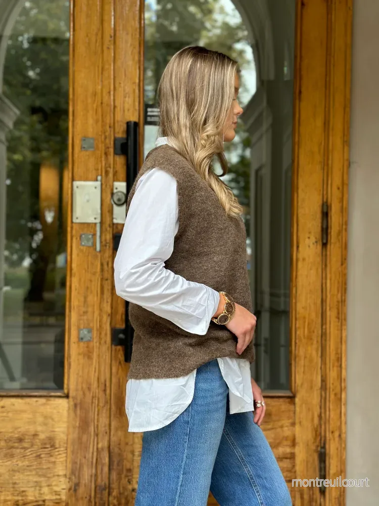 SELECTED FEMME - LULU SL KNIT VEST - DACHSHUND/MELANGE - Bild 3