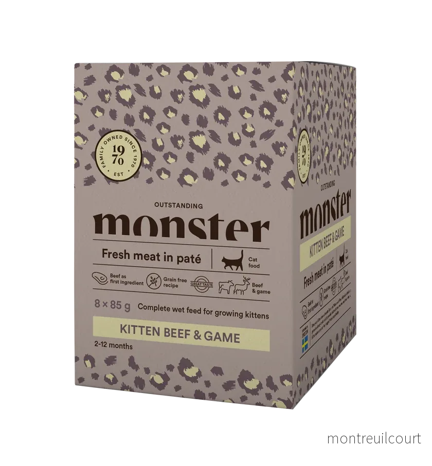 Monster Cat Pouches Kitten Beef/Game 85g (8 pack) Monster Cat Pouches Kitten Beef/Game 85g (8 pack)