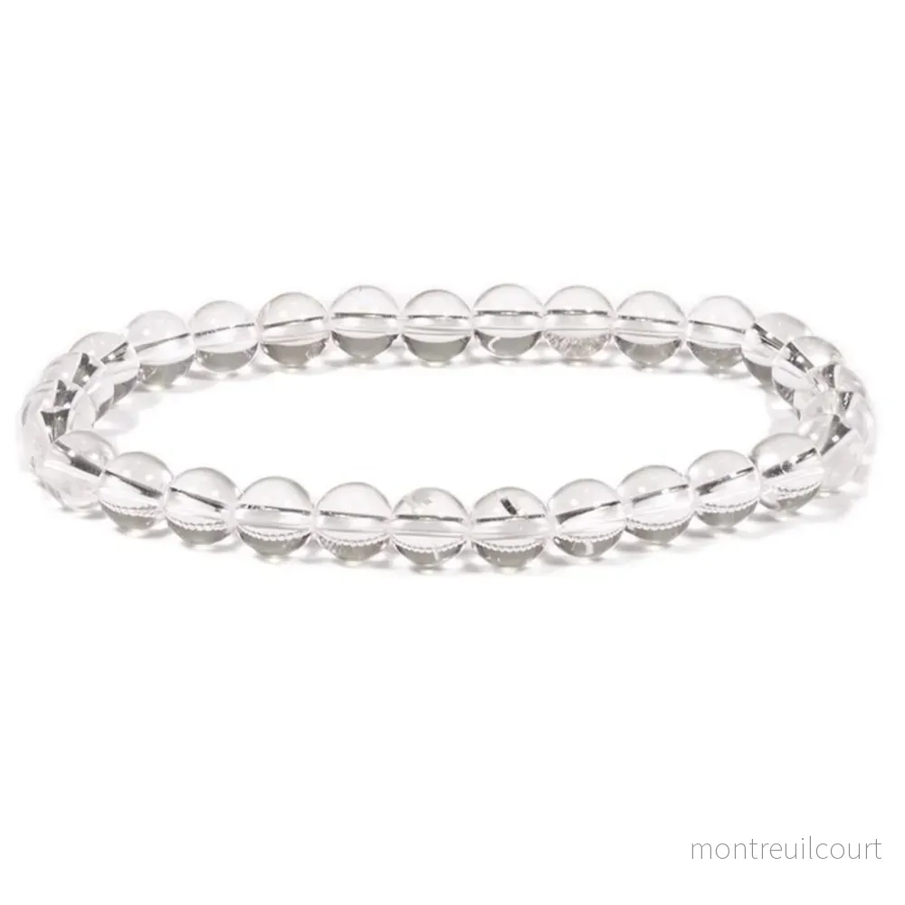 Armband bergskristall små runda pärlor 6mm
