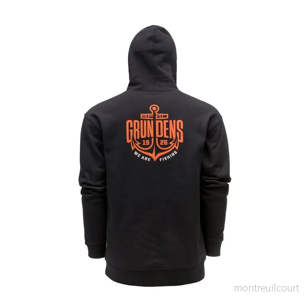 Grundens Displacement DWR Hoodie Logo Anchor Black
