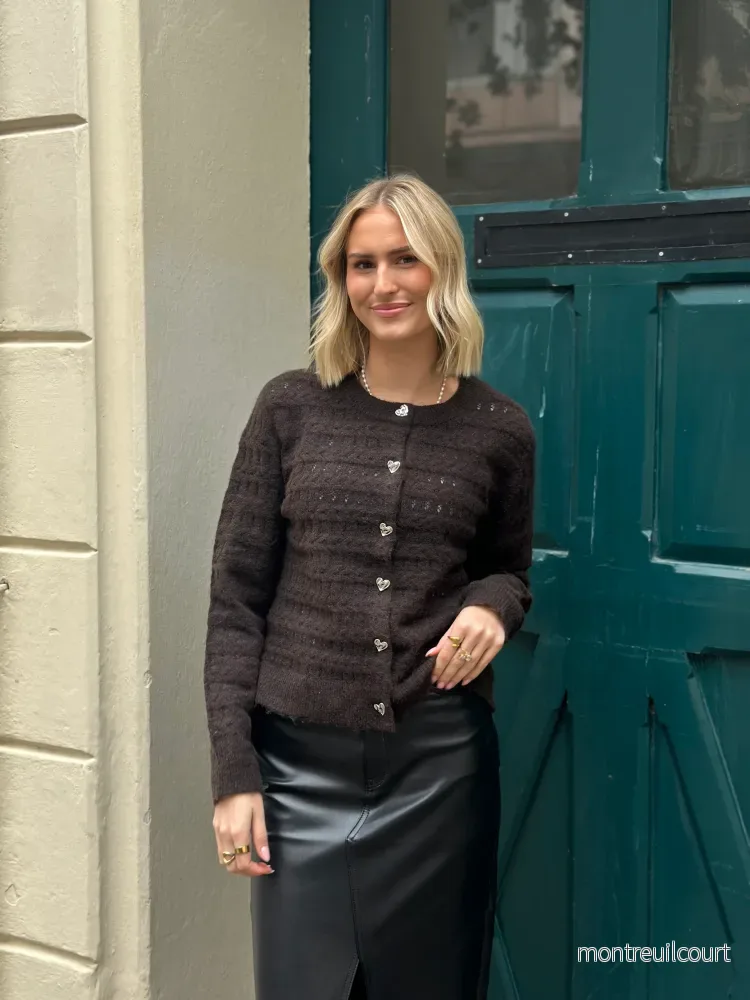 ONLY – CABALA LS CABEL CARDIGAN – COFFEE BEAN/SILVER ONLY – CABALA LS CABEL CARDIGAN – COFFEE BEAN/SILVER
