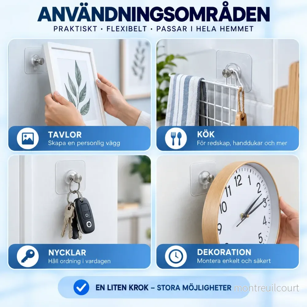 Självhäftande Väggkrokar – Utan Borrning - Bild 2