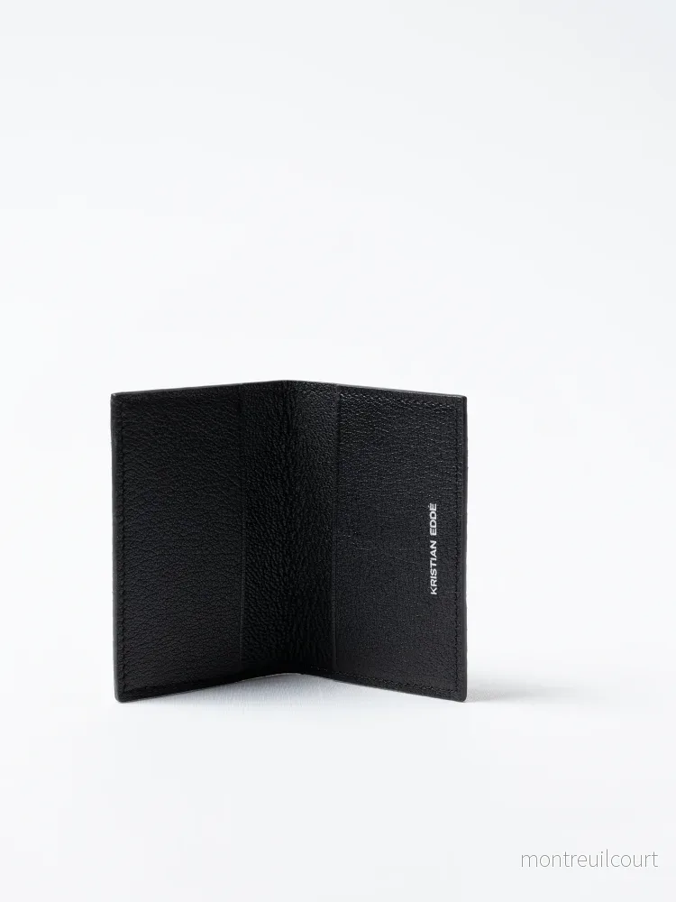 Card Holder / Wallet プレミアムサーモンレザーカードホルダー / ウォレット Black - Bild 3