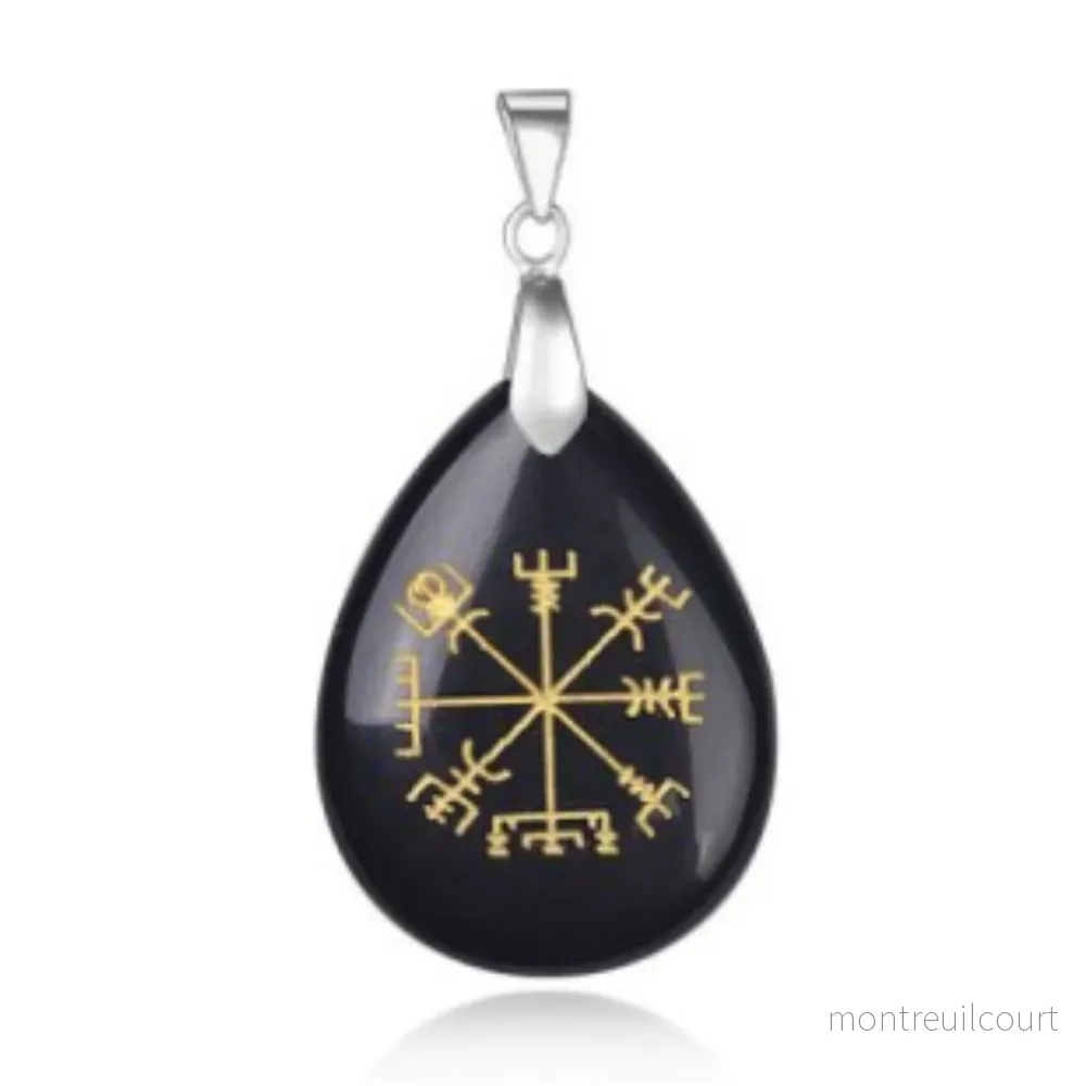 Hänge Vegvisir – svart obsidian Hänge Vegvisir – svart obsidian