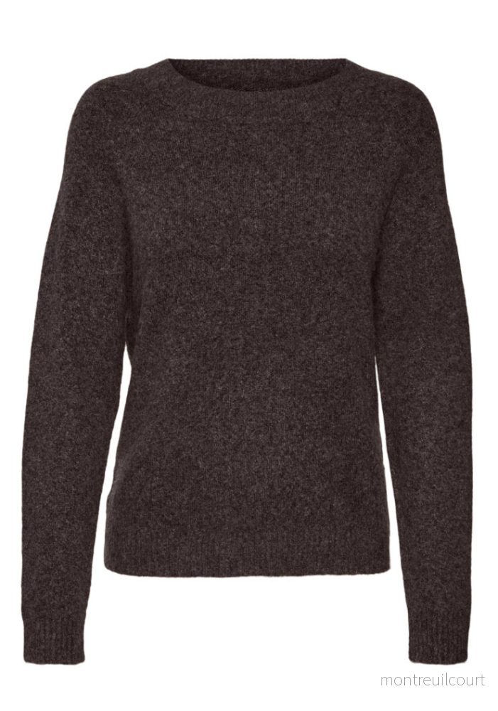 VEROMODA - DOFFY LS O-NECK BLOUSE - CHOCOLATE TORTE