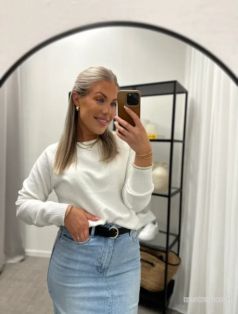 VEROMODA- DOFFY LS O-NECK BLOUSE – SNOW WHITE/MELANGE VEROMODA- DOFFY LS O-NECK BLOUSE – SNOW WHITE/MELANGE