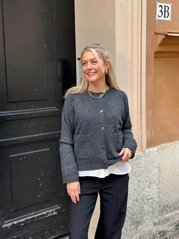 ONLY – PIEMONTE L/S CARDIGAN KNIT – DARK GREY MELANGE ONLY – PIEMONTE L/S CARDIGAN KNIT – DARK GREY MELANGE