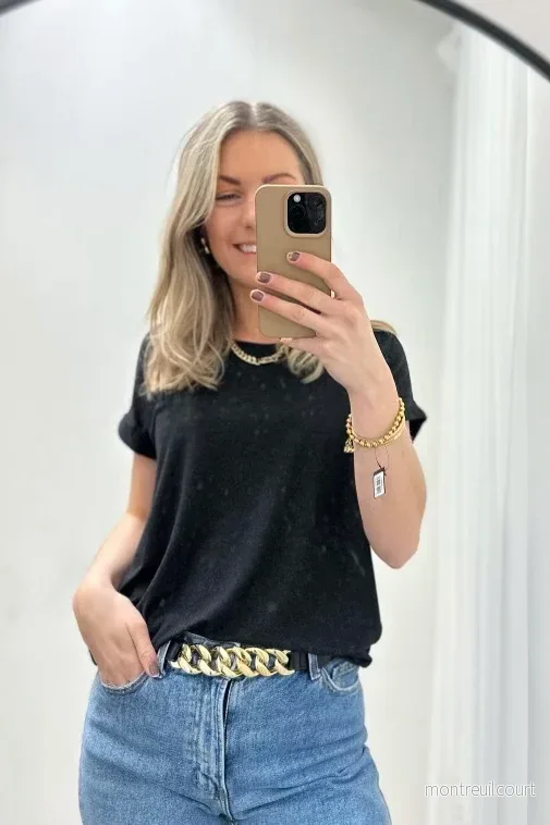 ONLY – MOSTER O-NECK TOP – BLACK