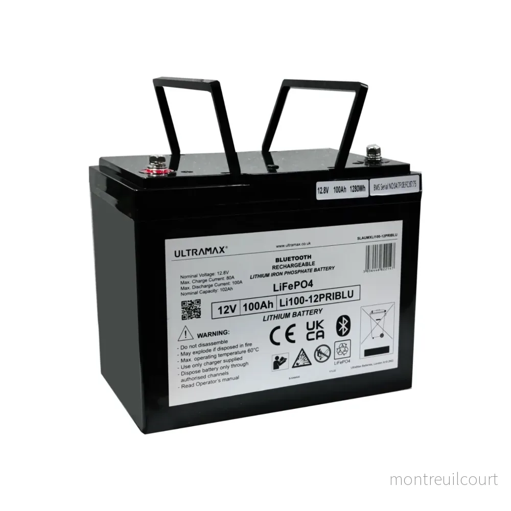 Ultramax 12V 100AMP LiFePO4 Prismatic Batteri med Bluetooth Ultramax 12V 100AMP LiFePO4 Prismatic Batteri med Bluetooth