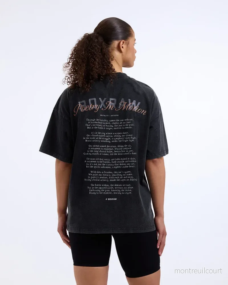Poetry In Motion Oversized T-shirt – tvättad svart Poetry In Motion Oversized T-shirt – tvättad svart