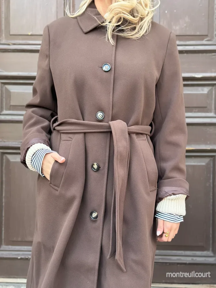 PIECES - AYA LONG COAT - HOT FUDGE - Bild 3