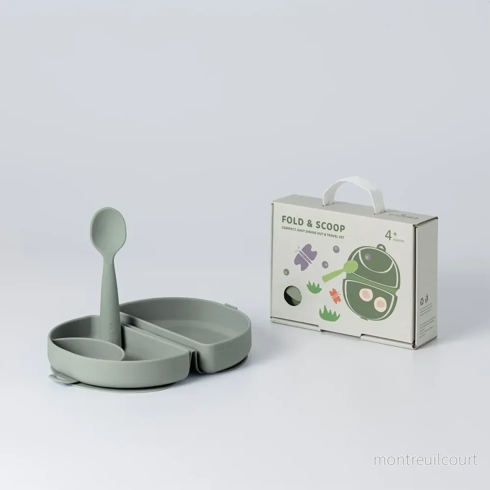 Fold & Scoop - tallrik + sked (Sage/Sage) - Bild 3