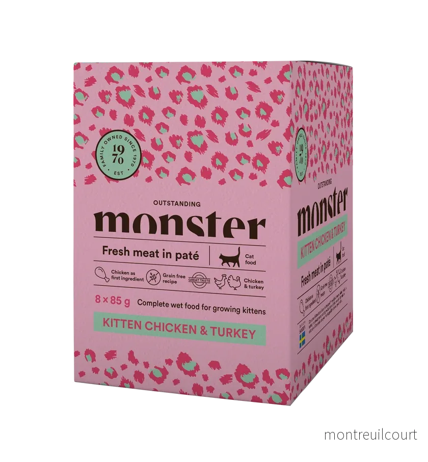 Monster Cat Pouches Kitten Chicken & Turkey 85g (8 pack) Monster Cat Pouches Kitten Chicken & Turkey 85g (8 pack)