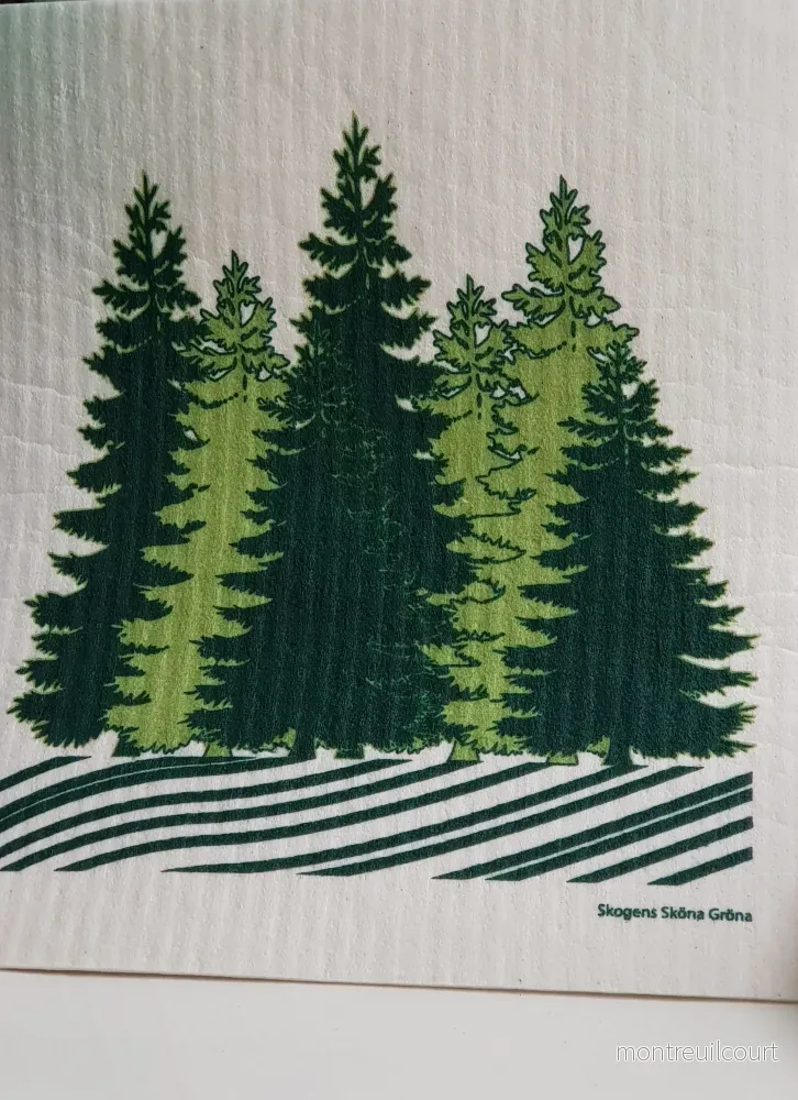 Skogen i ditt kök. Disktrasa med granmotiv.