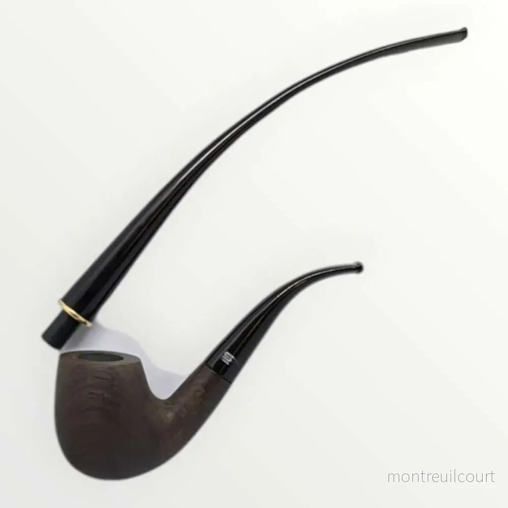 2 in 1 kevazingo wood Tobacco churchwarden Pipe High Quality Reading Smoking Pipe One Pipe Bowl with Two Bent Acrylic Mouthpieces - Bild 3