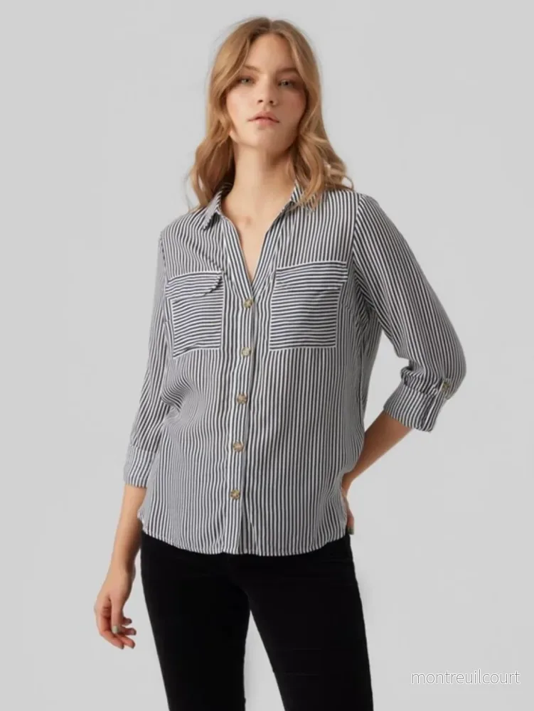 VERO MODA – BUMPY L/S SHIRT NEW – SNOW WHITE/INDIA INK VERO MODA – BUMPY L/S SHIRT NEW – SNOW WHITE/INDIA INK