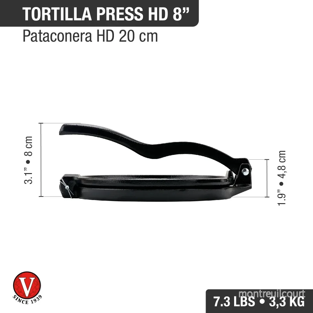 Tortillapress Gjutjärn Victoria 20 cm - Bild 3