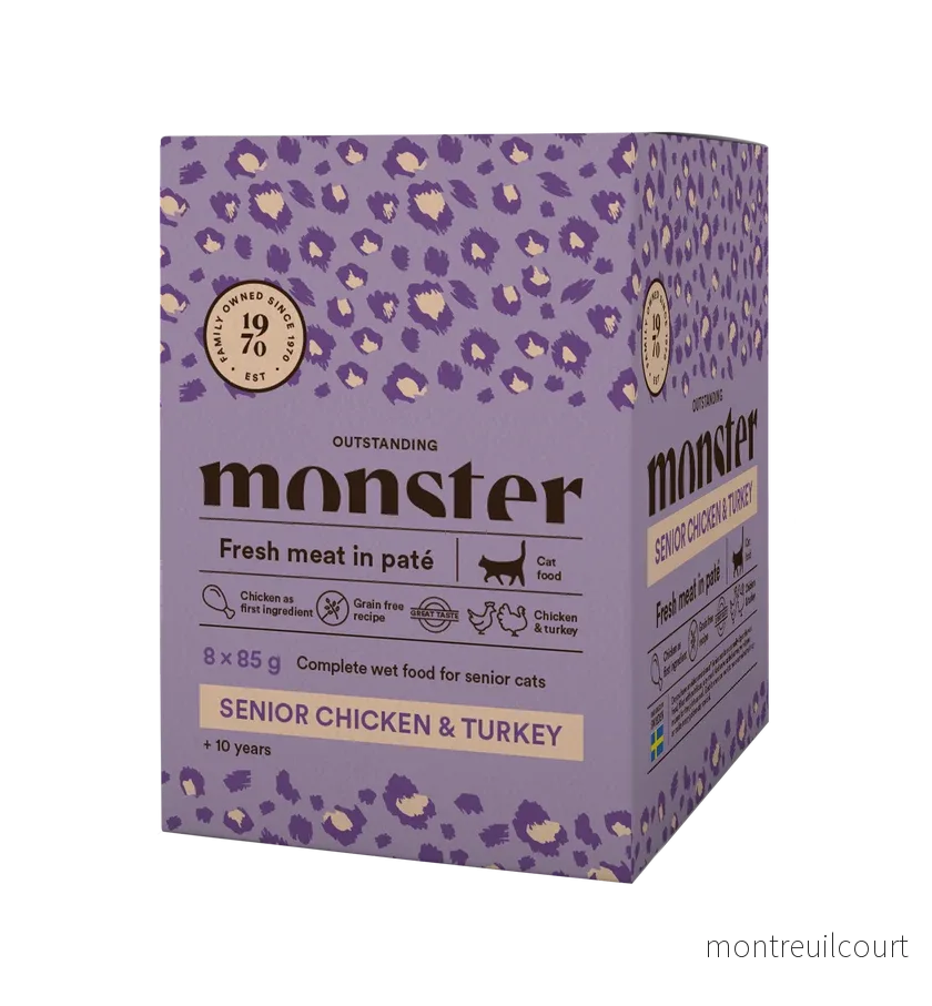 Monster Cat Pouches Senior Chicken & Turkey 85g (8 pack) Monster Cat Pouches Senior Chicken & Turkey 85g (8 pack)