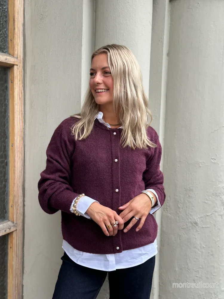 JDY – LUMI LIFE L/S BUTTON CARDIGAN – FIG MELANGE
