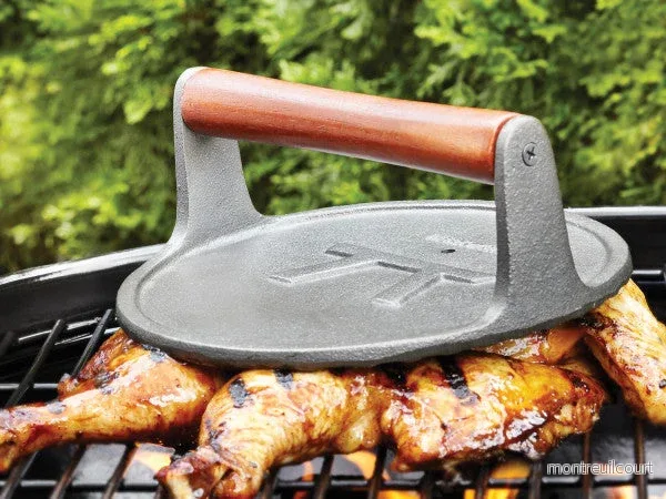 Rund grillpress i gjutjärn, 20 cm (8 tum)