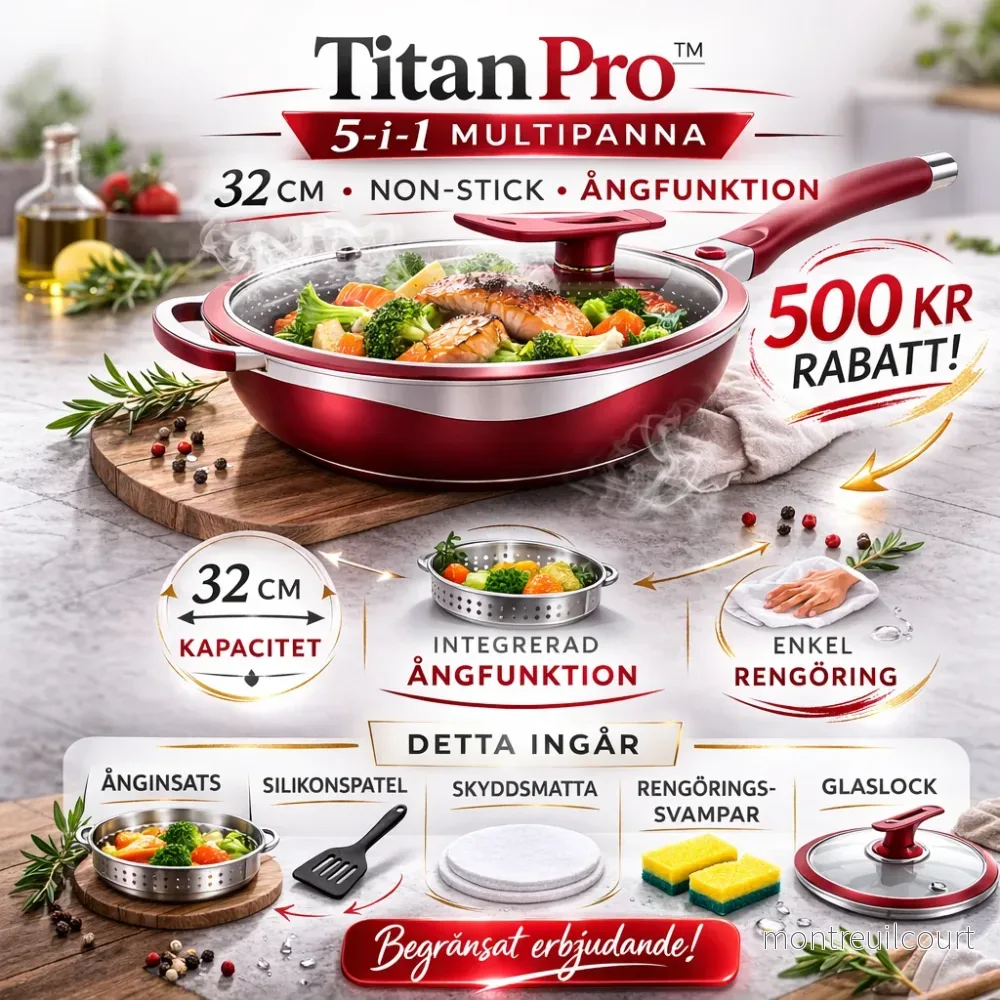 Titanisk Premium Keramisk Multipanna 32 cm med Ångfunktion - Bild 2