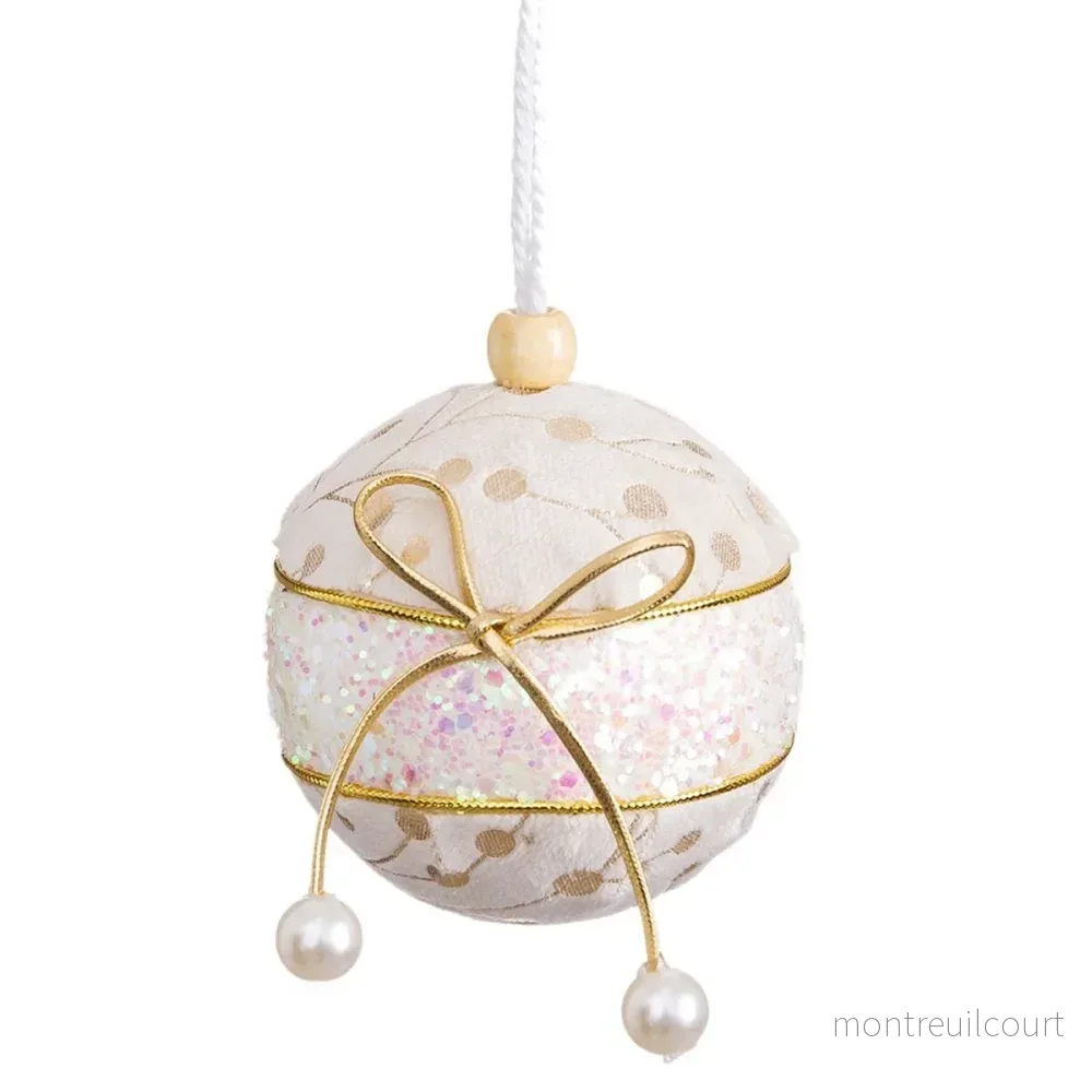 6 st Julgranskulor Vit Gyllene Rosett 6 cm
