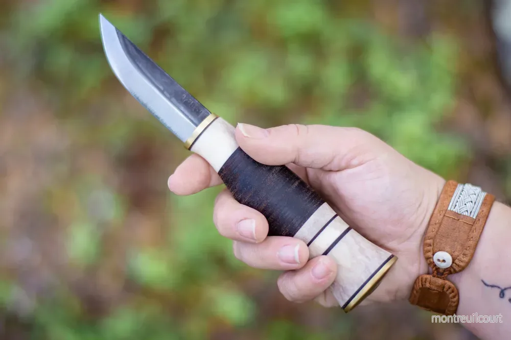 Kniv 7,5 cm renhorn & läder - Bild 3