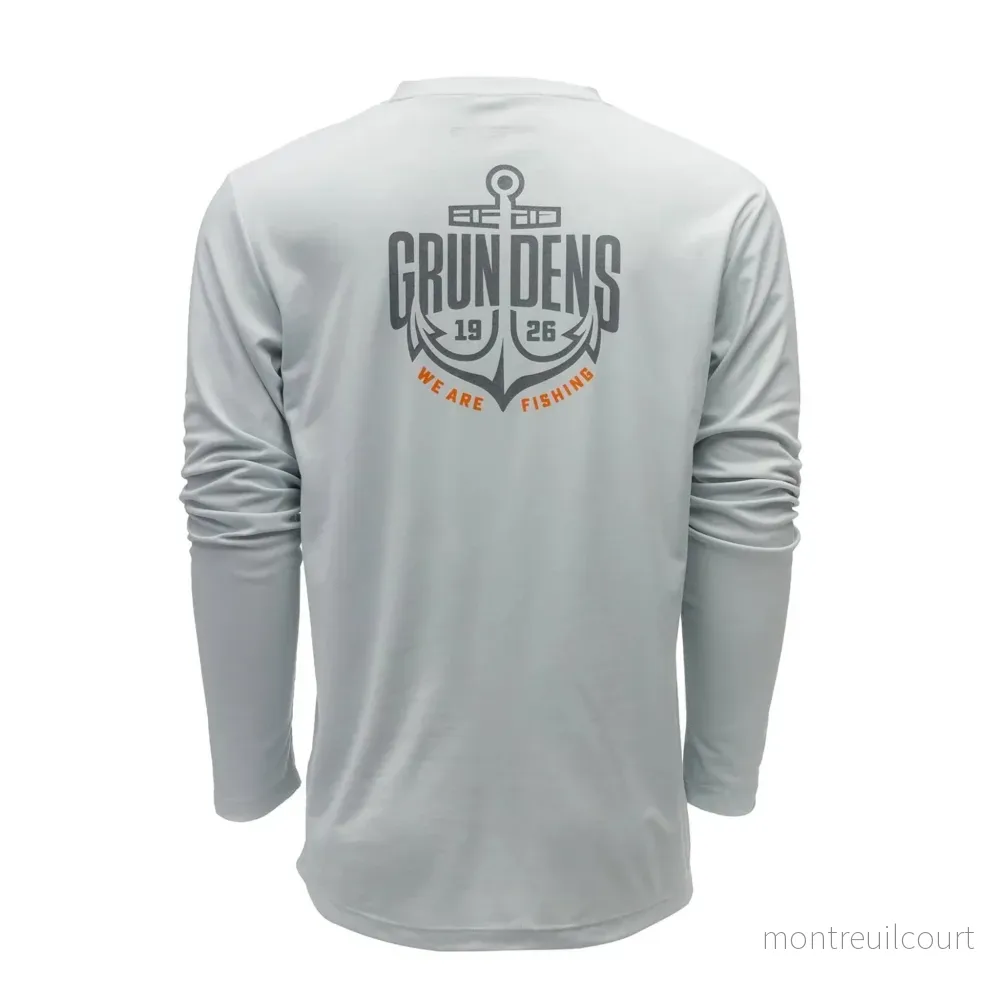 Grundéns Logo Anchor LS Tech Tee Grey Mist Grundéns Logo Anchor LS Tech Tee Grey Mist