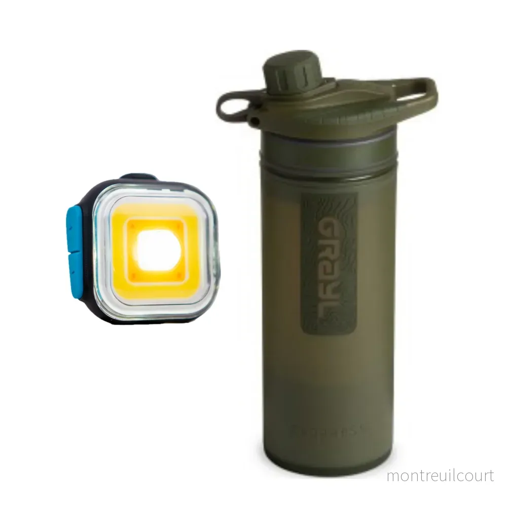Grayl GeoPress Purifier Bottle Olive Drab + MeolinQ Light01 Paketdeal