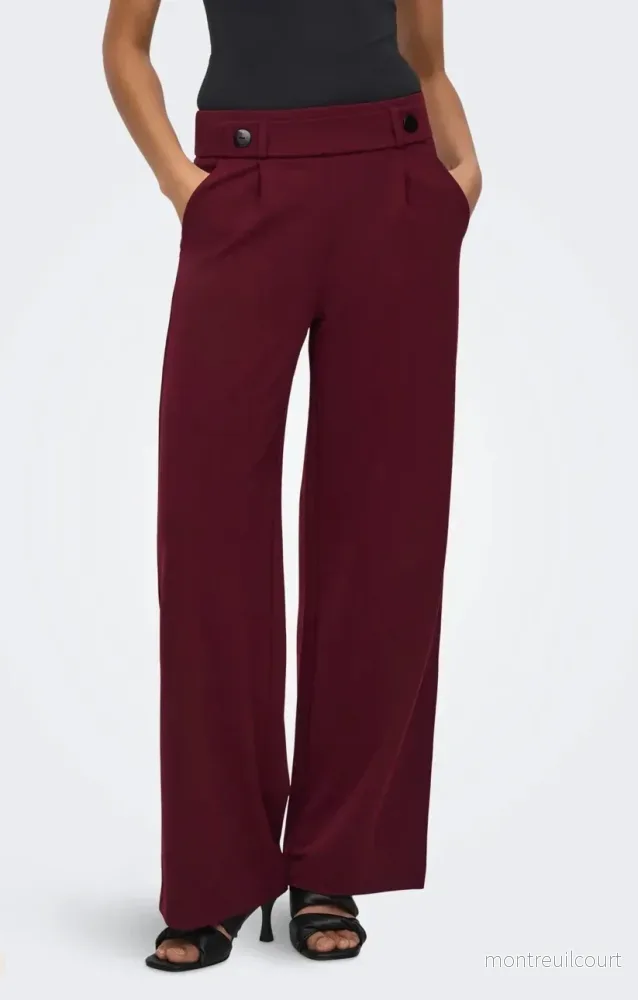 JDY – GEGGO NEW LONG PANT – WINDSOR WINE BLACK BUTTONS