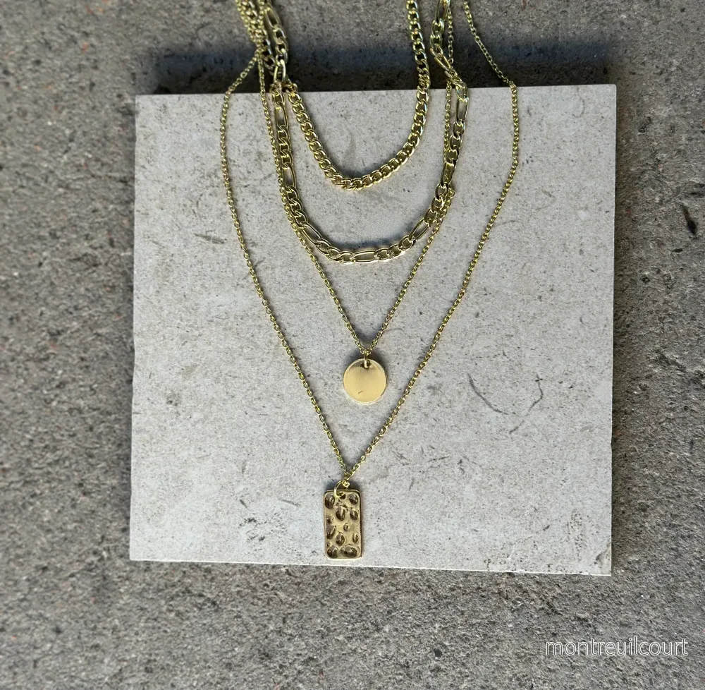 PIECES - OKIA COMBI NECKLACE - GULD