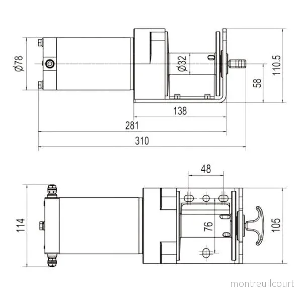 Rock RP2000 El Trailervinsch 12 Vdc 1.9HK (1.4Kw) 907 kg - Bild 2