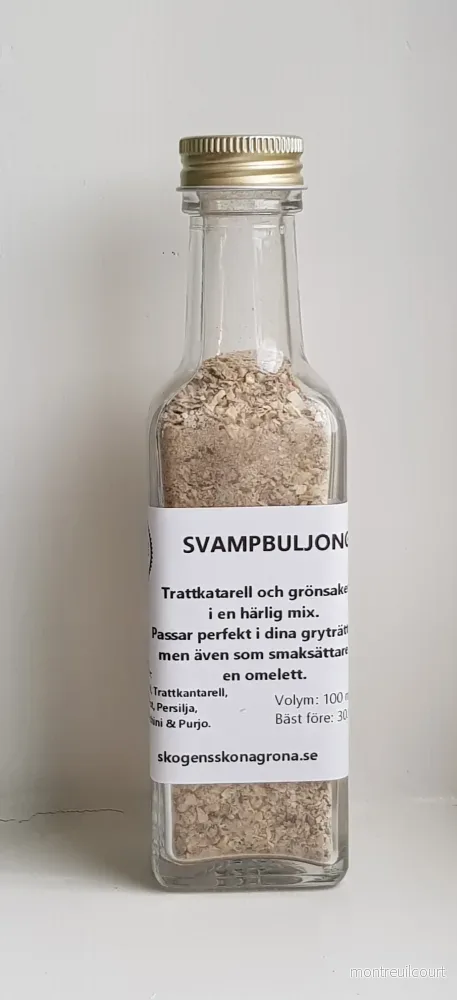 Svampbuljong i pulverform utan tillsatser. 100 ml