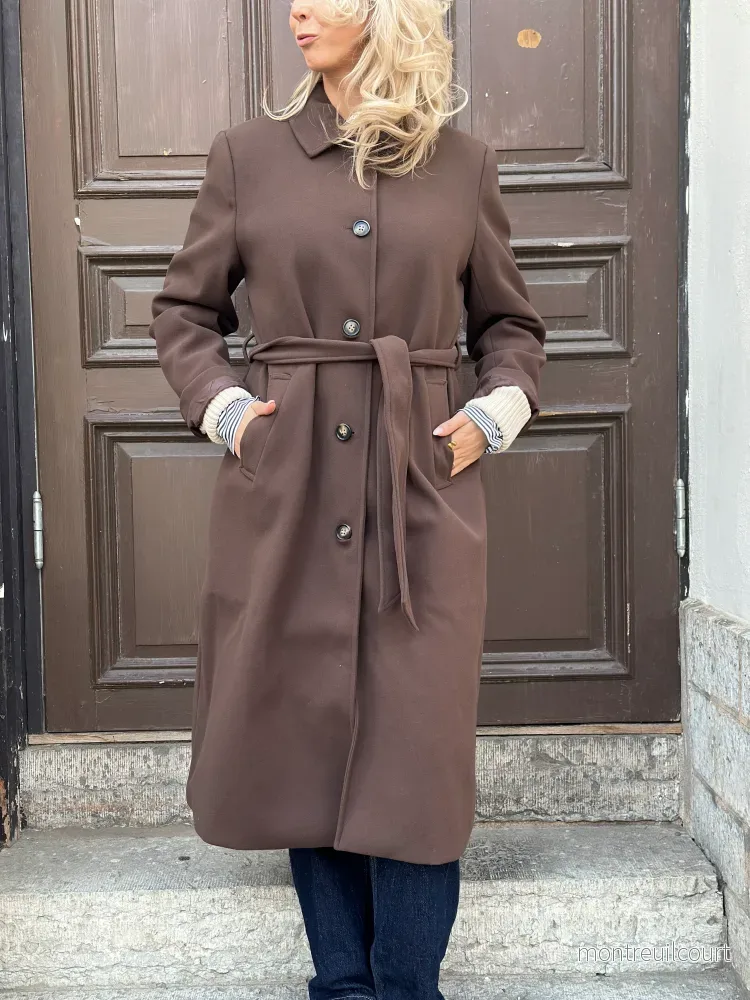 PIECES - AYA LONG COAT - HOT FUDGE - Bild 2