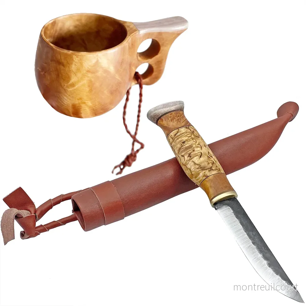 Set friluftsliv 2-hålskåsa med renhorn + Kniv masurbjörk videvril & renhorn Set friluftsliv 2-hålskåsa med renhorn + Kniv masurbjörk videvril & renhorn
