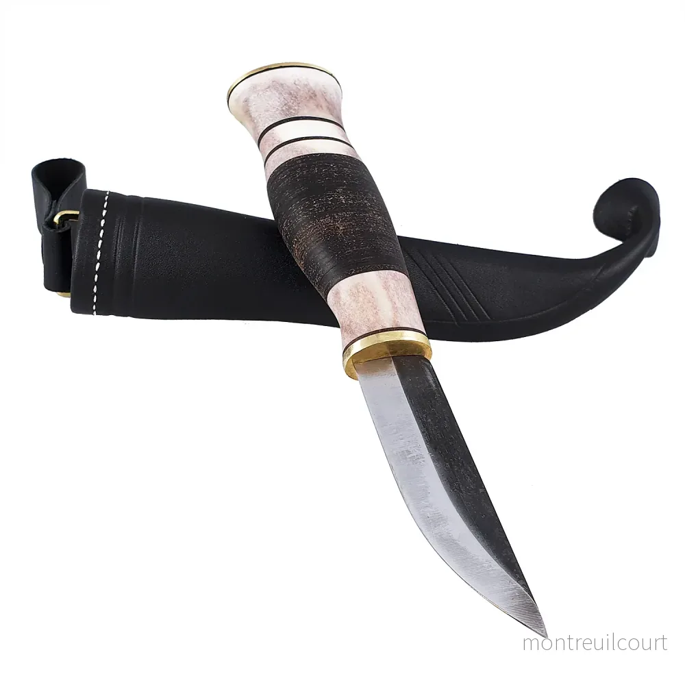 Kniv 7,5 cm renhorn & läder Kniv 7,5 cm renhorn & läder