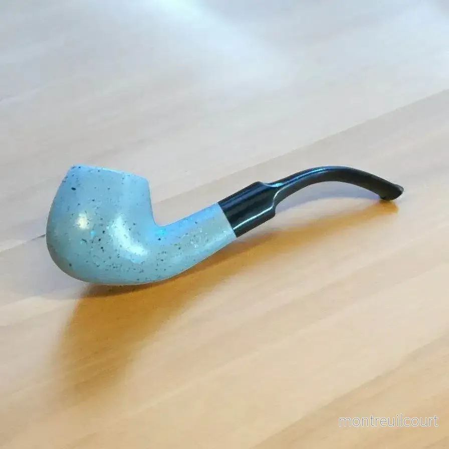 Pipa DOTS Grey/Black/Turquoise 7366 – Stilren 9 mm Filterpipa i Pearwood - Bild 3