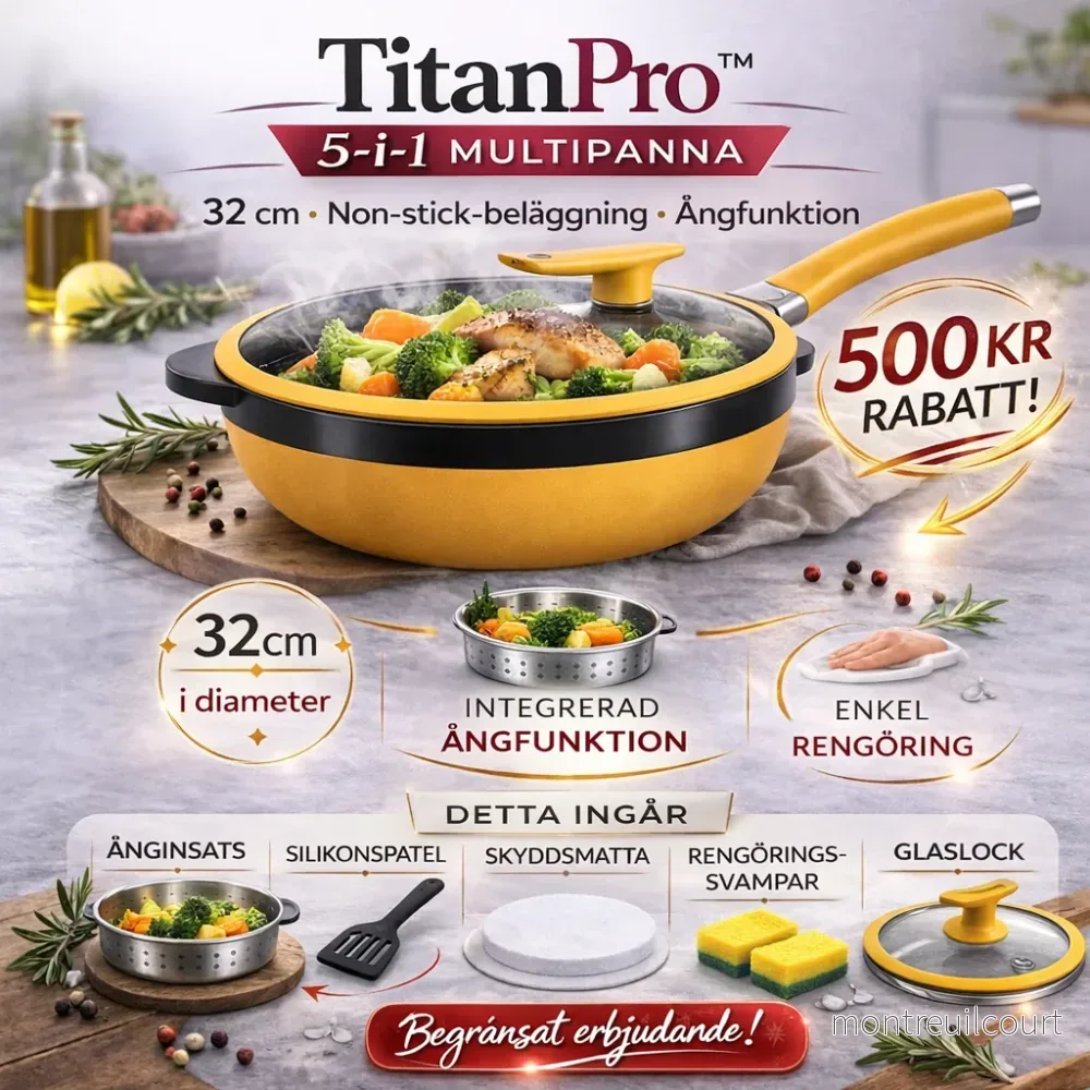 Titanisk Premium Keramisk Multipanna 32 cm med Ångfunktion - Bild 3