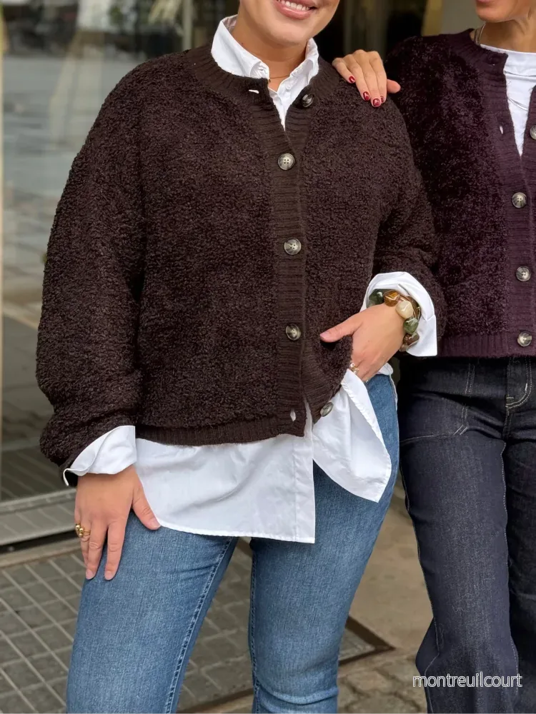 JDY – EIRA LIFE L/S ONECK CARDIGAN KNIT – CHOCOLATE TORTE