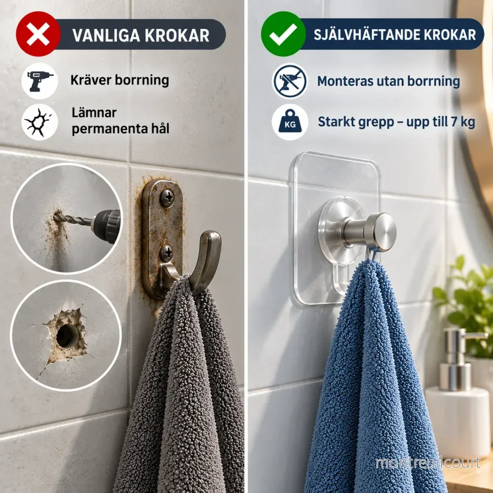 Självhäftande Väggkrokar – Utan Borrning - Bild 3