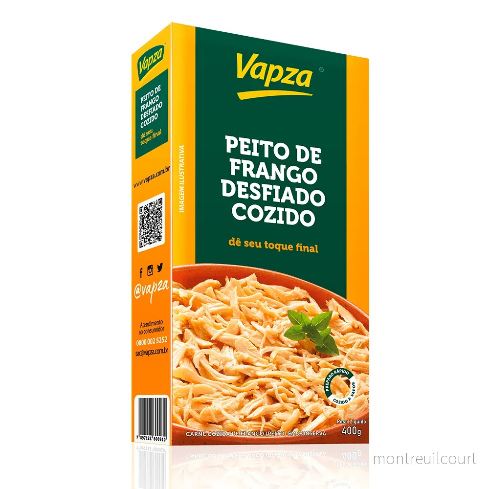 Peito de Frango Desfiado Cozido / Steam-Cooked Shredded Chicken Breast – Vapza (400g) Peito de Frango Desfiado Cozido / Steam-Cooked Shredded Chicken Breast – Vapza (400g)