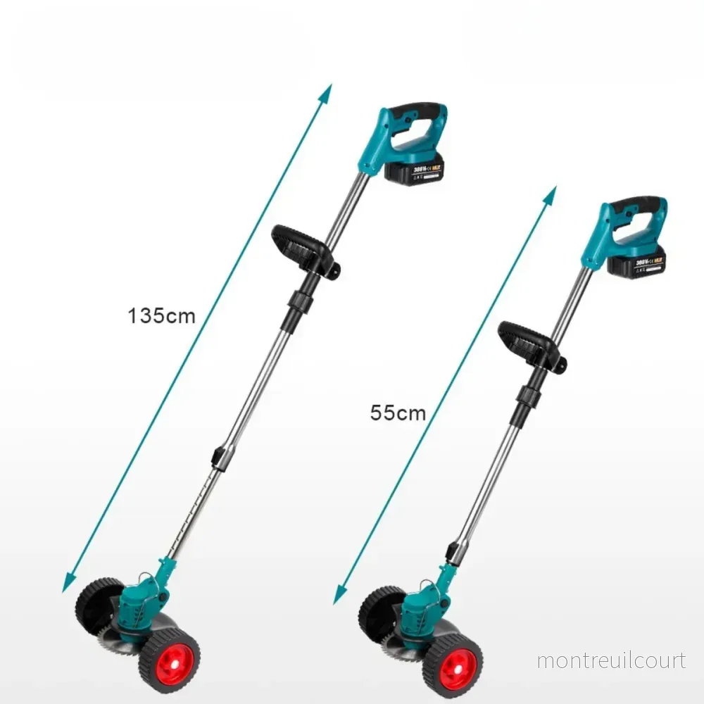 Trådlös & Hopfällbar Grästrimmer 21V – Justerbar Höjd, Hjul & 3 Bladtyper - Bild 2