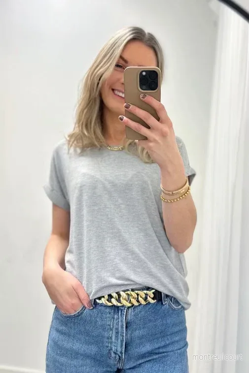 ONLY - MOSTER O-NECK TOP - LIGHT GREY MELANGE