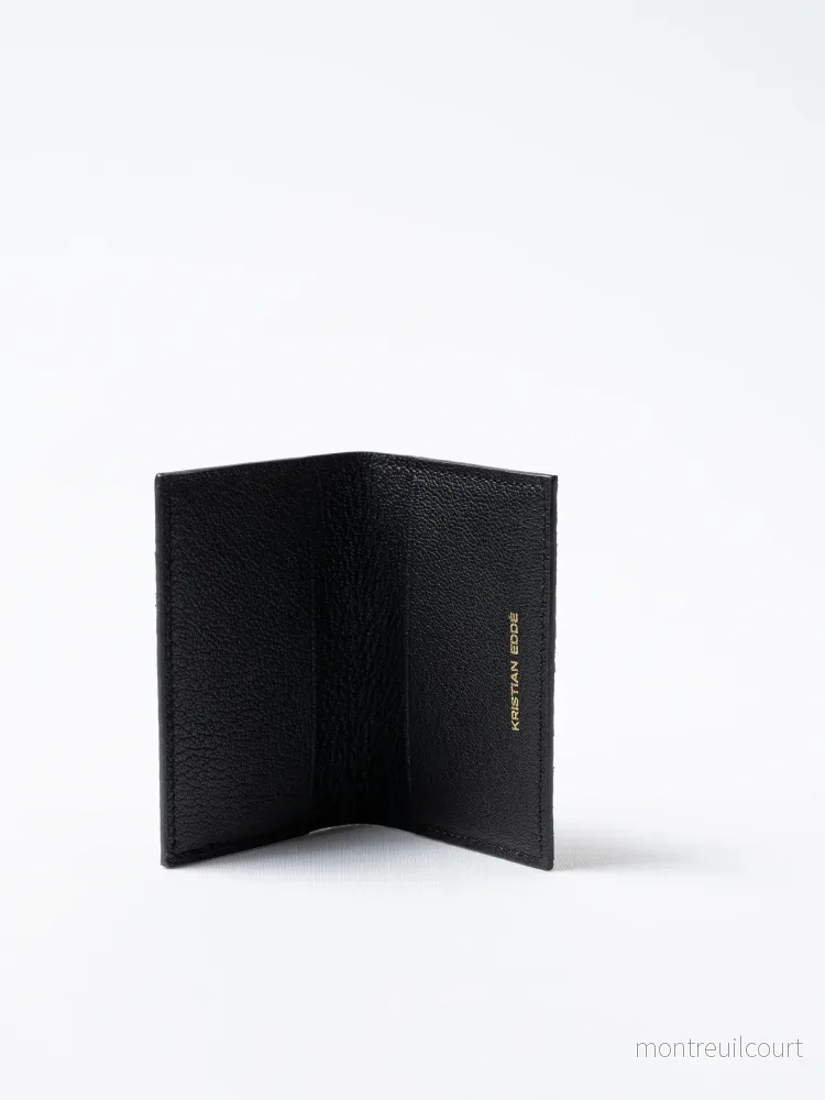 Card Holder / Wallet プレミアムサーモンレザーカードホルダー / ウォレット Black - Bild 2