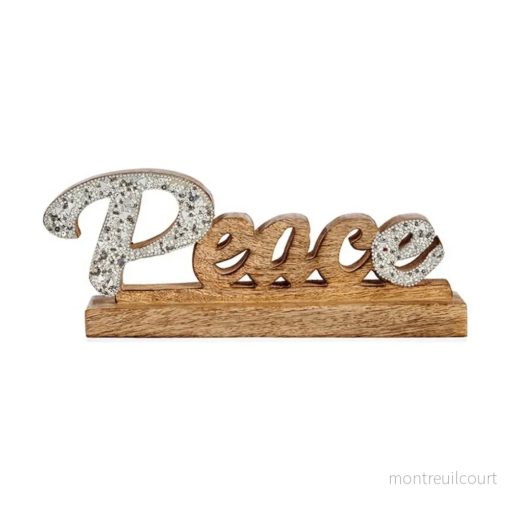 Prydnadspjäs Peace Glitter Trä 31 cm Prydnadspjäs Peace Glitter Trä 31 cm