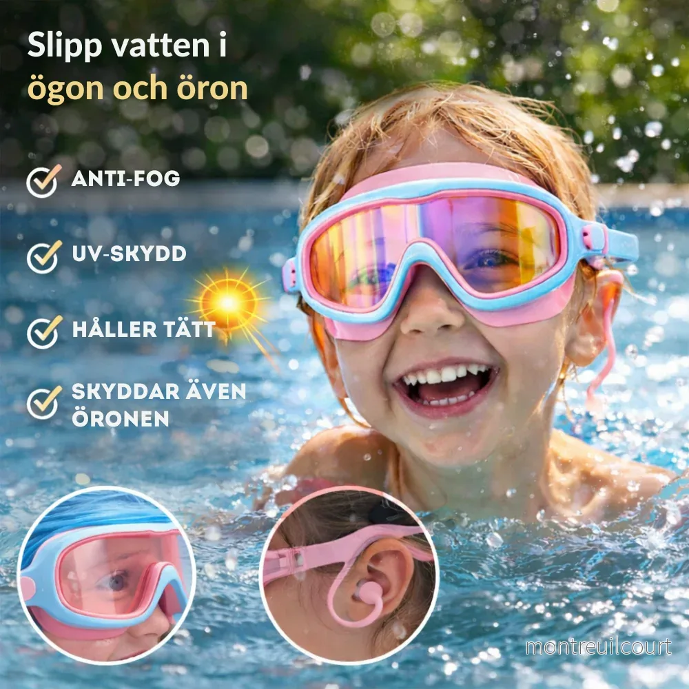 AquaGuard – simglasögon för barn med öronskydd (2–14 år)