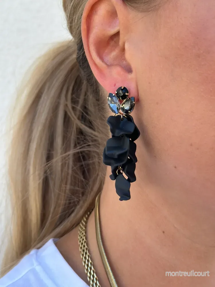 BOW19DETAILS - LEAF STONE EARRINGS - BLACK - Bild 2